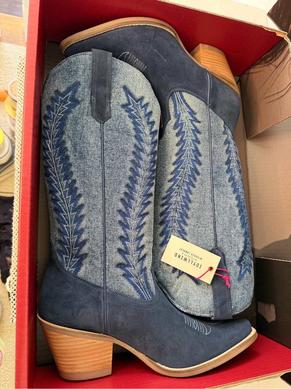 Idyllwind Navy Denim & Suede Western Boots - Picture 2 of 5
